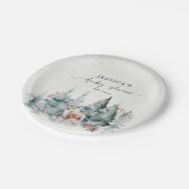 Winter Woodland Baby Es ist kalte Außendusche Pappteller (Schrägansicht)