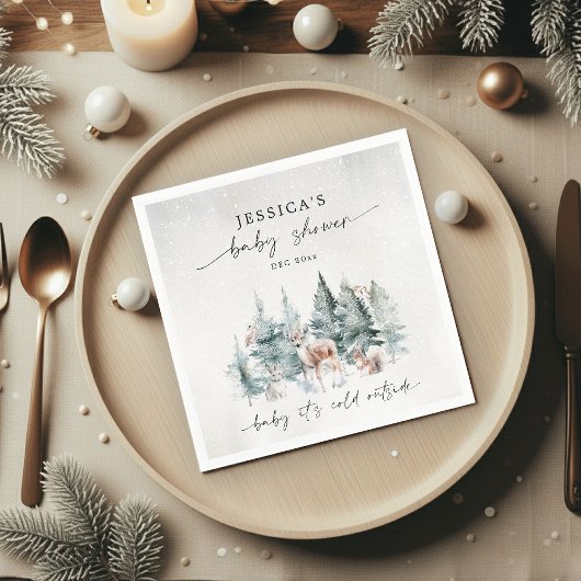 Winter Woodland Baby Es ist kalte Außendusche Serviette