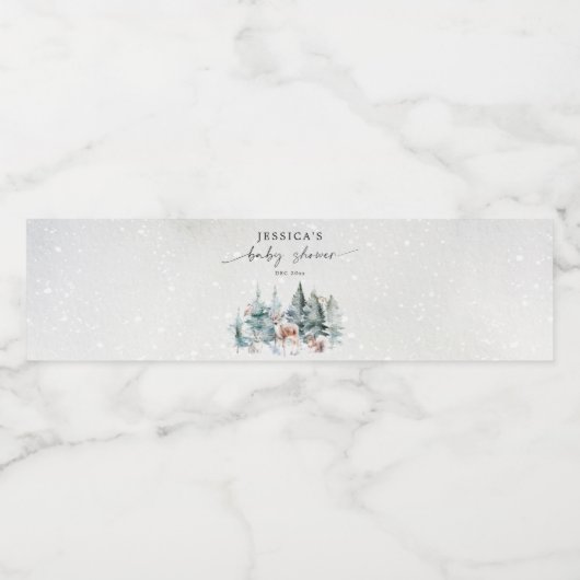 Winter Woodland Baby Es ist kalte Außendusche Wasserflaschenetikett (Einzelnes Label)