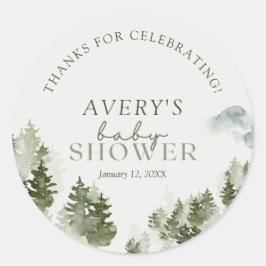 Winter Woodland Baby Shower Classic Round Sticker