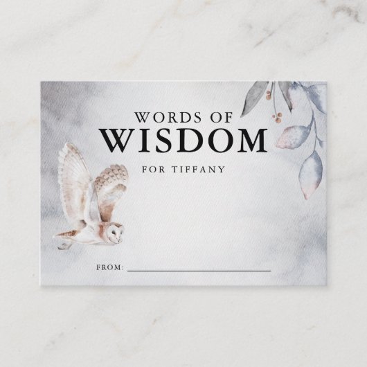 Winter Woodland Baby Shower Worte der Weisheit Begleitkarte (Vorderseite)