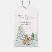 Winter Woodland Babydusche Danke Geschenkanhänger (Rückseite)