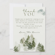 Winter Woodland Babydusche Danke Karte