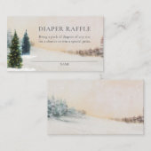 Winter Woodland Babydusche Windeln Raffle Ticket Begleitkarte (Vorne/Hinten)