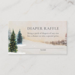 Winter Woodland Babydusche Windeln Raffle Ticket Begleitkarte