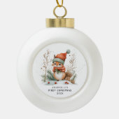 Winter Woodland Baby's First Christmas Keramik Kugel-Ornament (Vorderseite)
