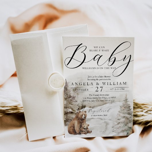 Winter Woodland Bären Thema Baby Boy Dusche Einladung