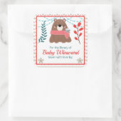 Winter Woodland Bear Baby Library Buchzeichen Quadratischer Aufkleber (Tasche)