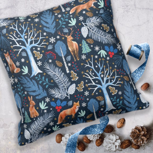 Winter Woodland Blue/Gold ID785 Kissen (Von Creator hochgeladen)