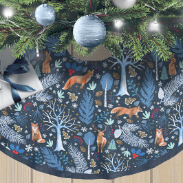 Winter Woodland Blue/Gold ID785 Polyester Weihnachtsbaumdecke