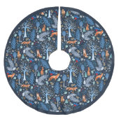 Winter Woodland Blue/Gold ID785 Polyester Weihnachtsbaumdecke (Vorderseite)