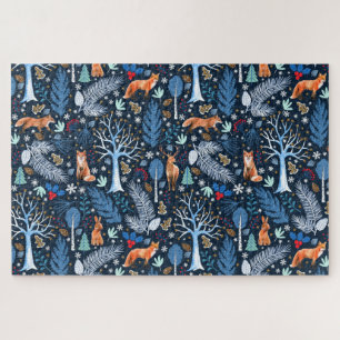 Winter Woodland Blue/Gold ID785 Puzzle