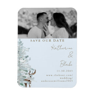 Winter Woodland Blue Wedding Foto Rettete unser Da Magnet