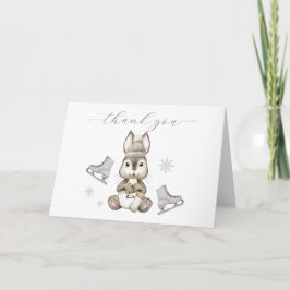Winter Woodland Bunny Ice Skate Baby Shower  Dankeskarte