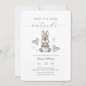 Winter Woodland Bunny Ice Skate Baby Shower Einladung (Vorderseite)