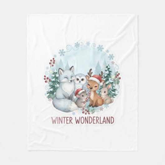 Winter Woodland Creatures Cozy Fleece Blanket (Vorderseite)