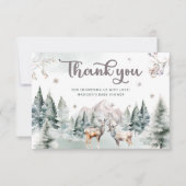 Winter Woodland Deer Baby Dusche Danke Karte (Vorderseite)