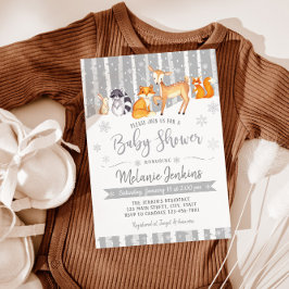 Winter Woodland Deer Fox Kinderdusche Einladung