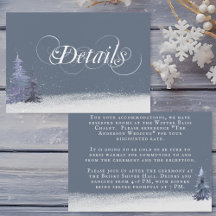 Winter Woodland Dusty Blue White Wedding Details