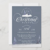 Winter Woodland Elegant Dusty Blauer Weihnachtsfes Einladung (Vorderseite)