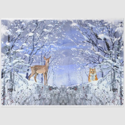 Winter Woodland Emphemera Serie Design 5 Seidenpapier (Vorderseite)