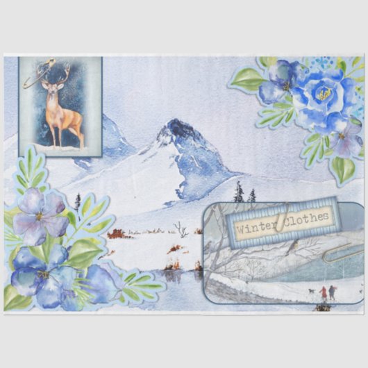 Winter Woodland Emphemera Serie Design 6 Seidenpapier (Vorderseite)