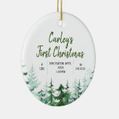 Winter Woodland Erstes Weihnachtsfest Keramik Ornament (Rechts)