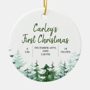 Winter Woodland Erstes Weihnachtsfest Keramik Ornament