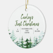 Winter Woodland Erstes Weihnachtsfest Keramik Ornament (Links)