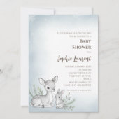 Winter Woodland Fewn Bunny Baby Dusche Einladung (Vorderseite)