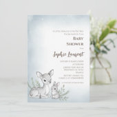 Winter Woodland Fewn Bunny Baby Dusche Einladung (Stehend Vorderseite)