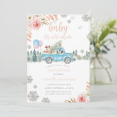 Winter Woodland Forest Animal Baby Dusche Einladun Einladung (Stehend Vorderseite)