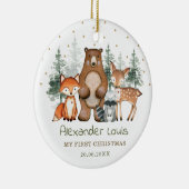 Winter Woodland Forest Animals Baby 1. Weihnachten Keramik Ornament (Rechts)