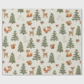 Winter Woodland Forest Animals Christmas Geschenkpapier (Flach)