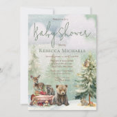 Winter Woodland Forest Animals Kinderdusche Einladung (Vorderseite)