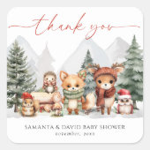 Winter Woodland Forest Animals Kinderdusche Quadratischer Aufkleber (Vorderseite)