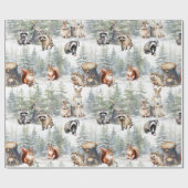 Winter Woodland Forest Baby Animes Geschenkpapier (Flach)
