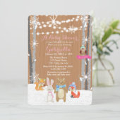 Winter Woodland Forest Baby Dusche Einladung (Stehend Vorderseite)