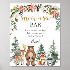 Winter Woodland Forest Baby Dusche Momosa Bar Poster