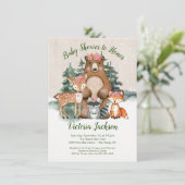 Winter Woodland Forest Baby Shower Einladungen (Stehend Vorderseite)