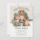 Winter Woodland Forest Baby Shower Einladungen (Vorderseite)