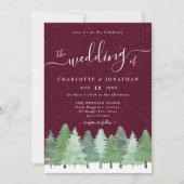 Winter Woodland Forest Burgundy Wedding Qr Code Einladung (Vorderseite)