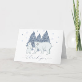 Winter Woodland Forest Polar Bear Baby Shower  Dankeskarte