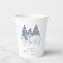 Winter Woodland Forest Polar Bear Baby Shower  Pappbecher
