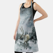 Winter Woodland Forest Stag Deer Night Sky Schürze (InSitu)