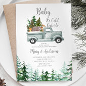 Winter Woodland Forest Truck Animal Gender Reveal Einladung