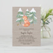 Winter Woodland Fox und Chipmunk Baby Dusche Einladung (Stehend Vorderseite)