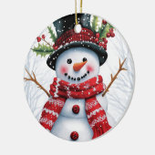 Winter Woodland Friends | Feierlicher Schneemann Keramik Ornament (Links)