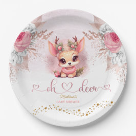 Winter Woodland Girl Babydusche Pappteller