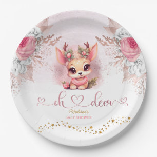 Winter Woodland Girl Babydusche Pappteller
